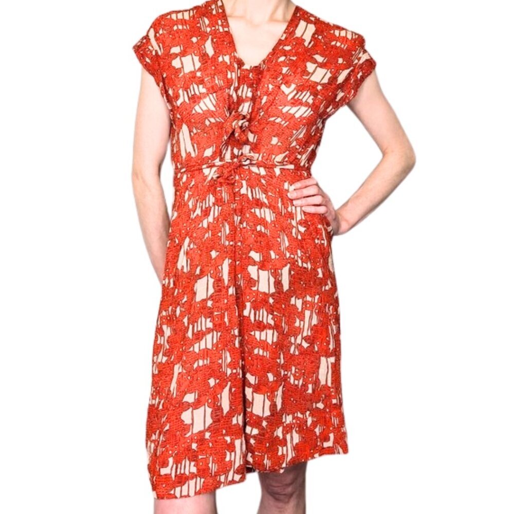 Diane von Furstenberg DVF Yana Orange Print Silk Dress US 4 - Picture 3 of 10